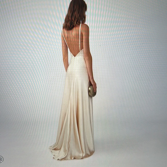 NWT ✨ Fame & Partners Strappy Draped Gown Champagne - Picture 3 of 5